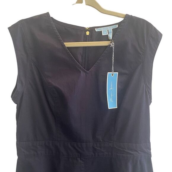 New Draper James Navy Blue Sleeveless Dress Women’s Size 12 Large Teacher - Picture 3 of 4